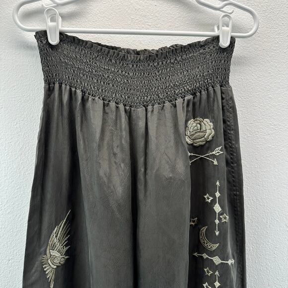 NWT Odd Molly Embroidered Pull On Wide Leg Pants Grey 1 or small - Picture 3 of 14